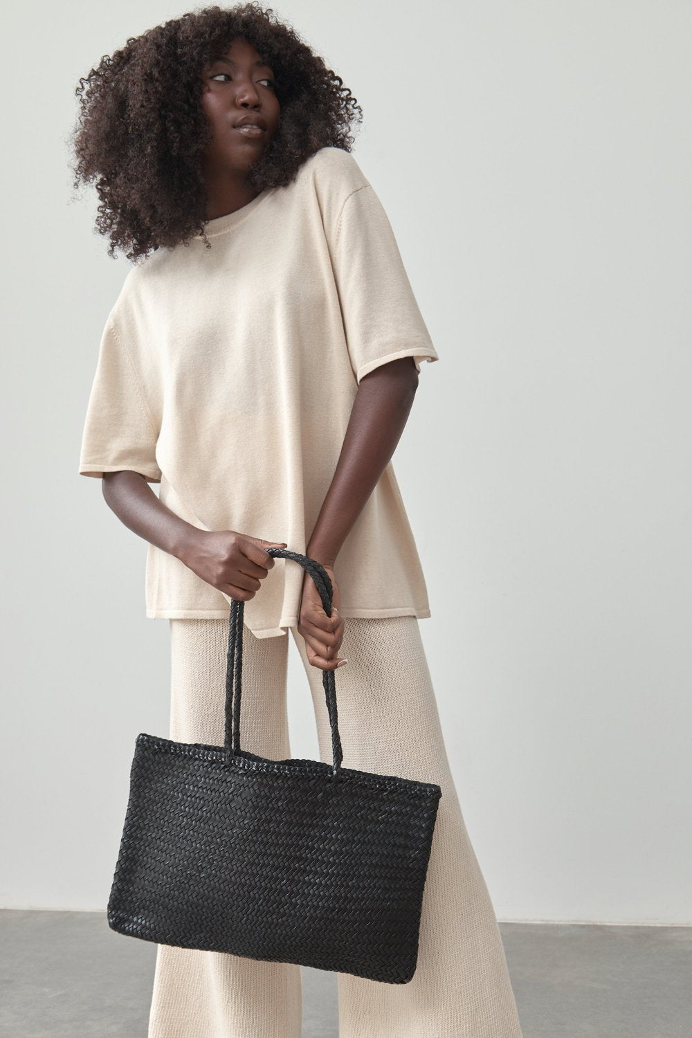 St Agni | Large Bagu Woven Tote - Black