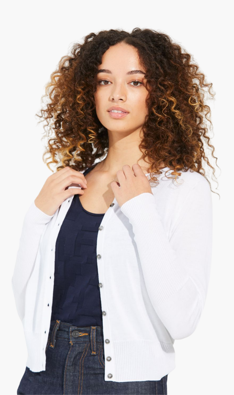 Standard Issue | Long Rib Cardigan - White