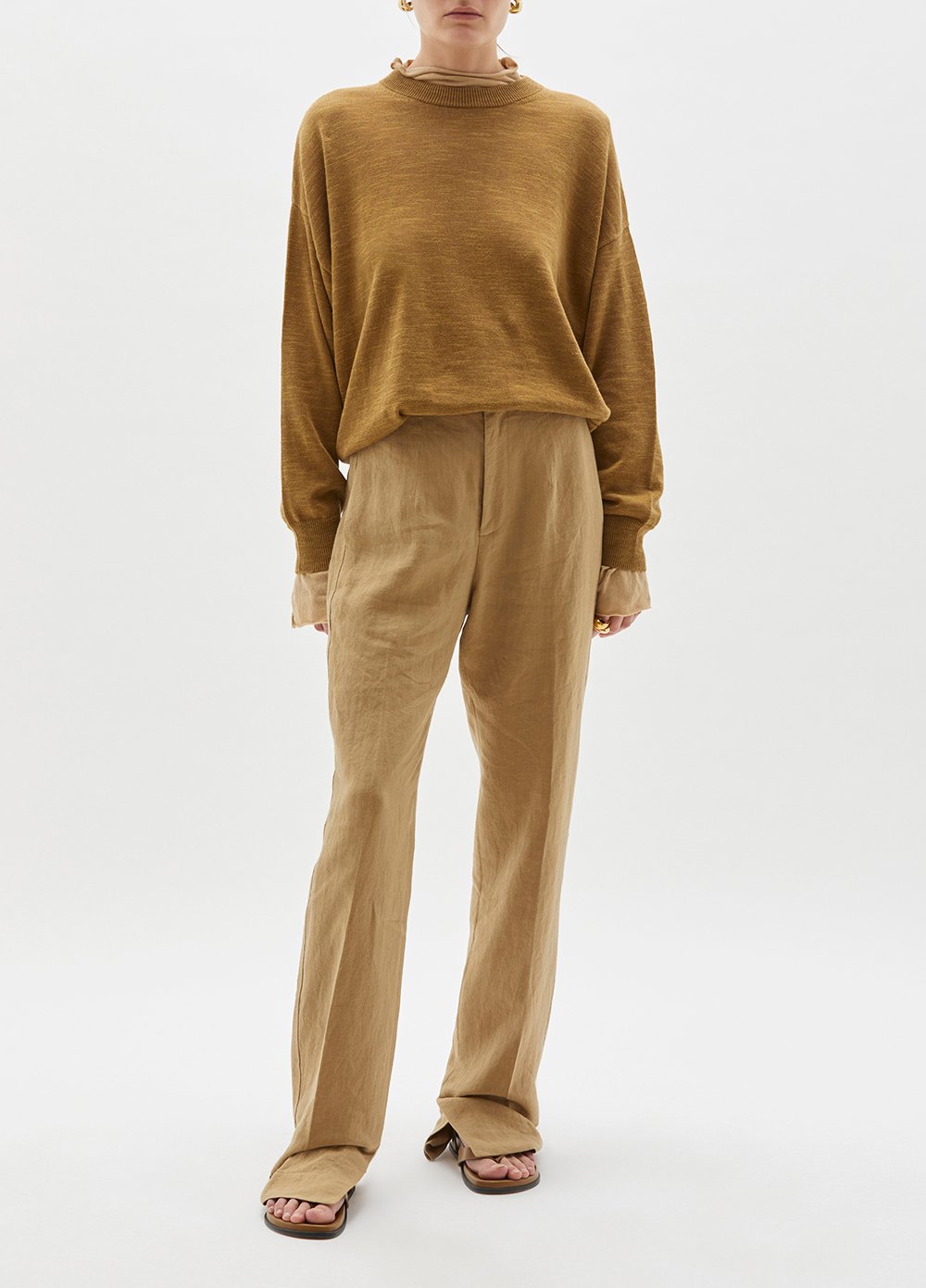Bassike | Cotton Linen Oversized Knit - Dark Tan