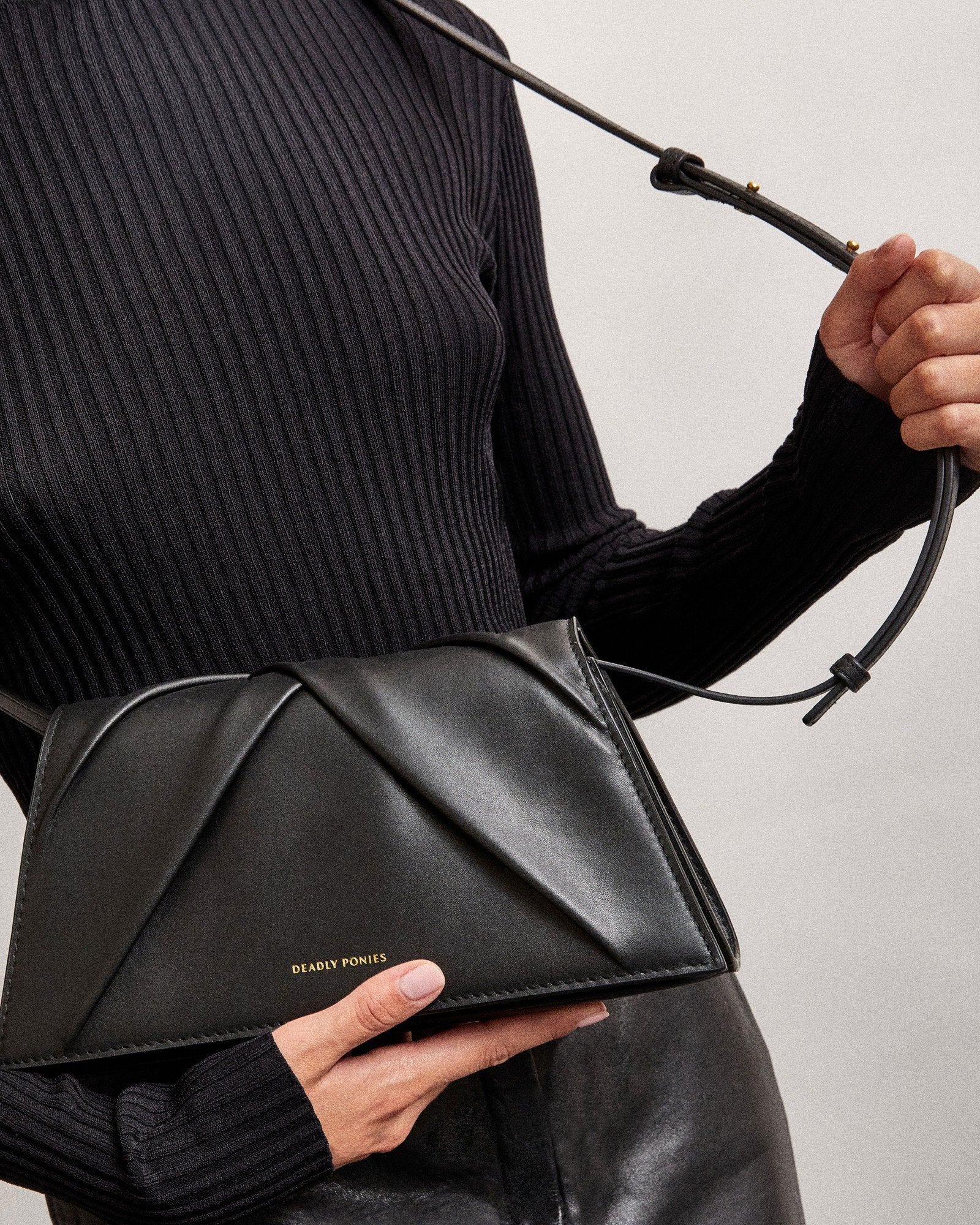 DEADLY PONIES BAG BLACK Deadly Ponies | Ripple Midi Calf - Black