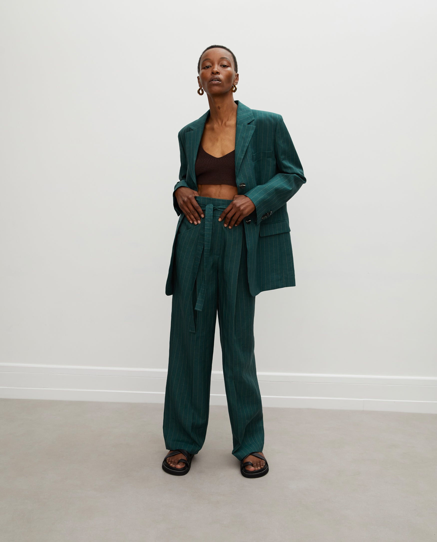Róhe | Jenna Trouser - Linen Stripe