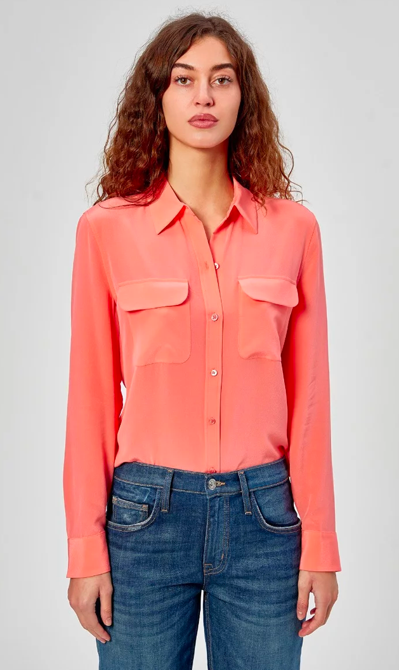 Equipment | Slim Signature Silk Shirt - Melon