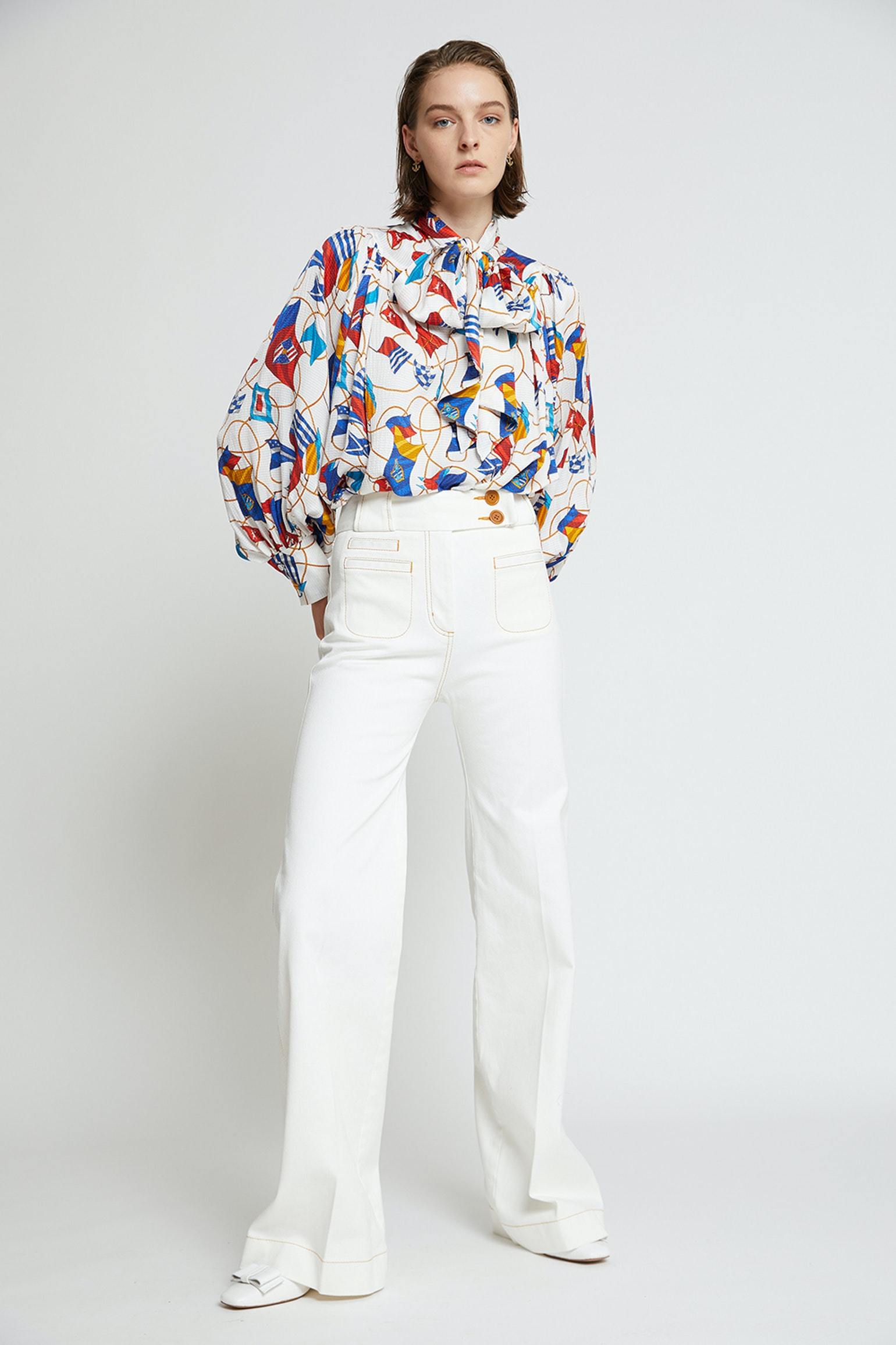 KAREN WALKER Womens Pants Karen Walker | Starboard Flares - Off White