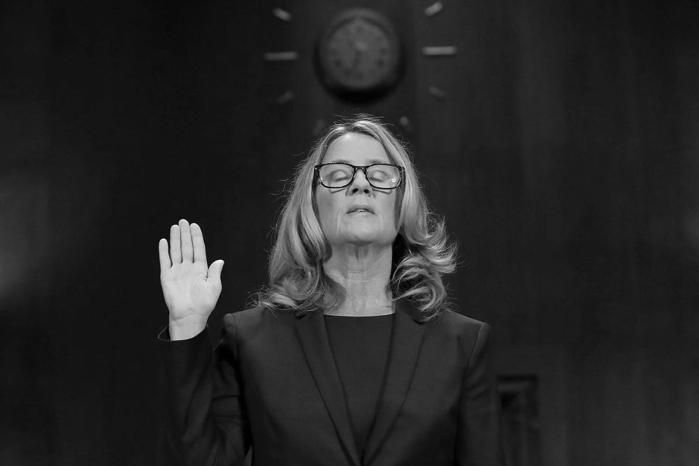 black and white christine blasey ford testifying