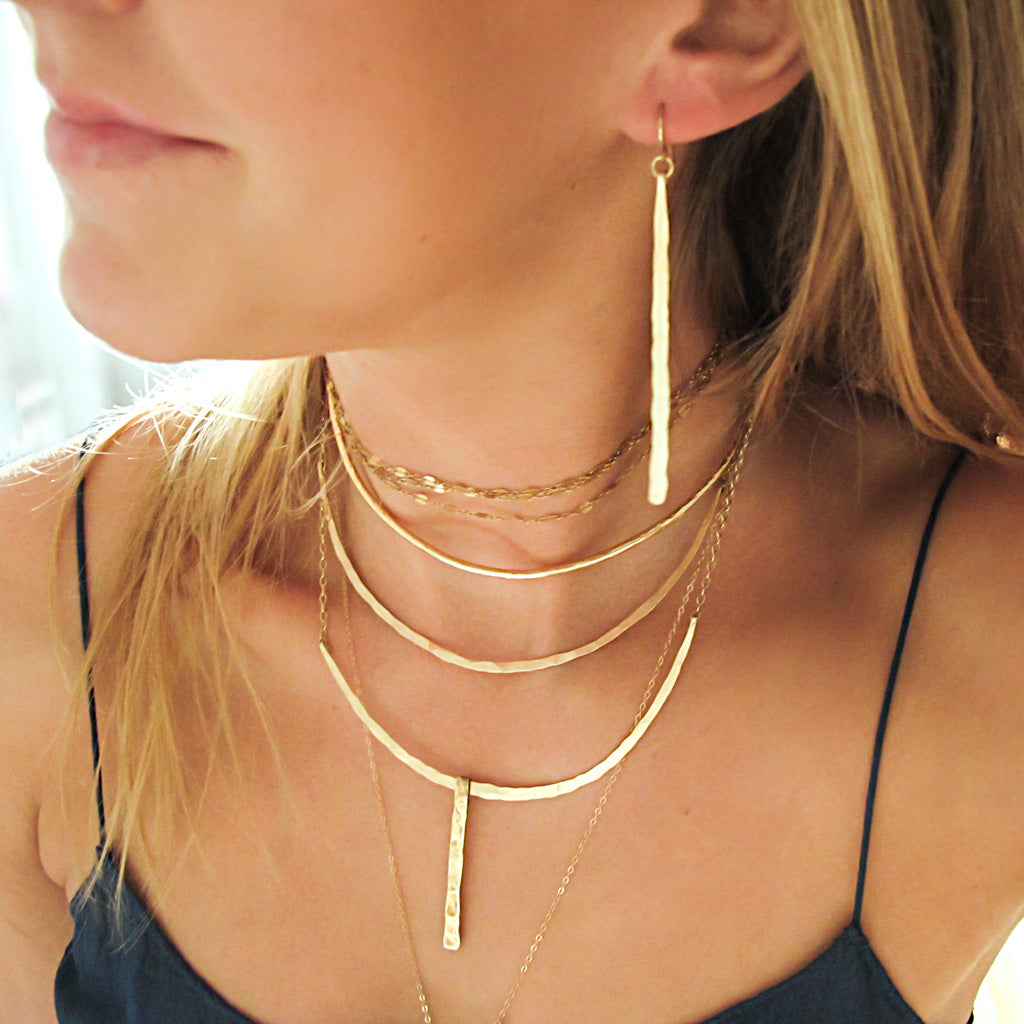 14k Gold Filled Layered Necklaces and Earrings by Delia Langan Jewelry