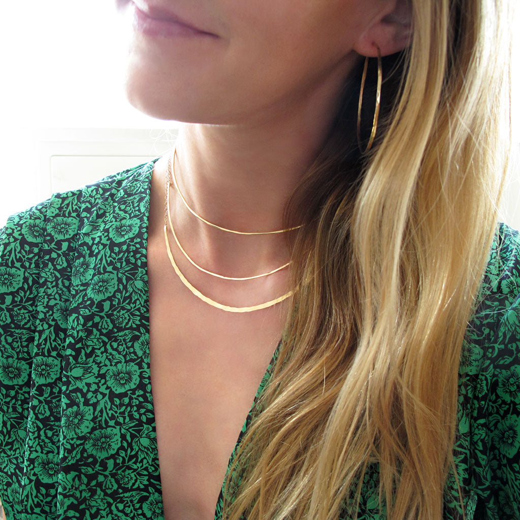 Layered gold choker necklaces by delia langan jewelry