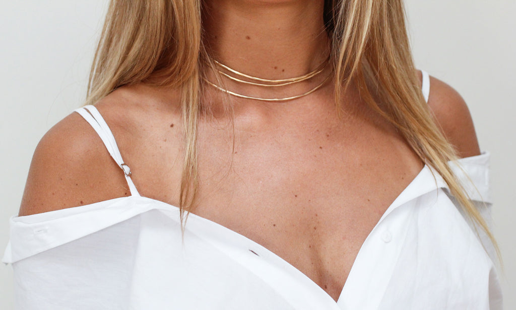 14k gold filled halo choker collar by delia langan jewelry