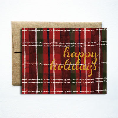 Foil Happy Holidays Red Plaid