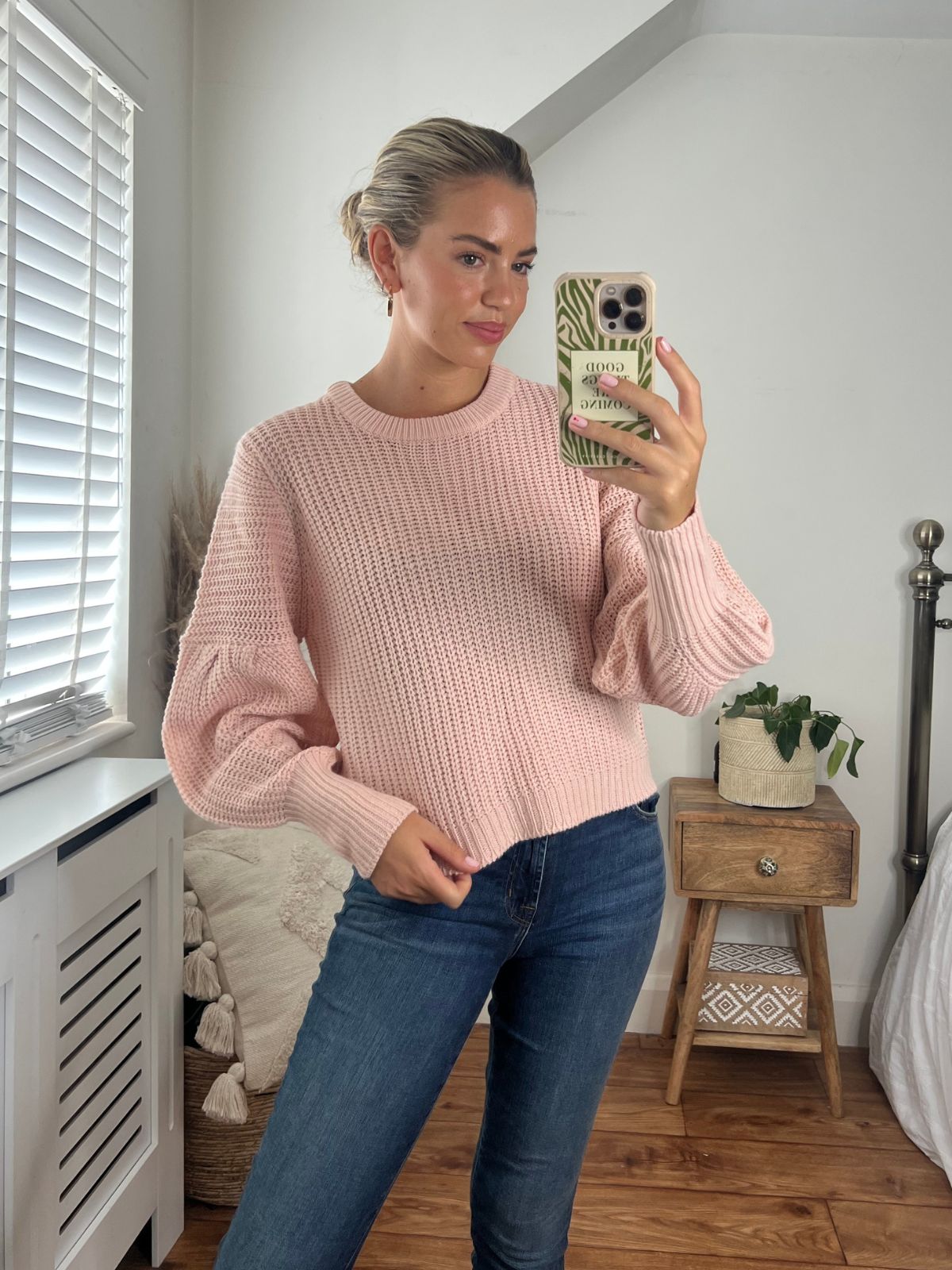 Georgie Balloon Sleeve Jumper / Pink