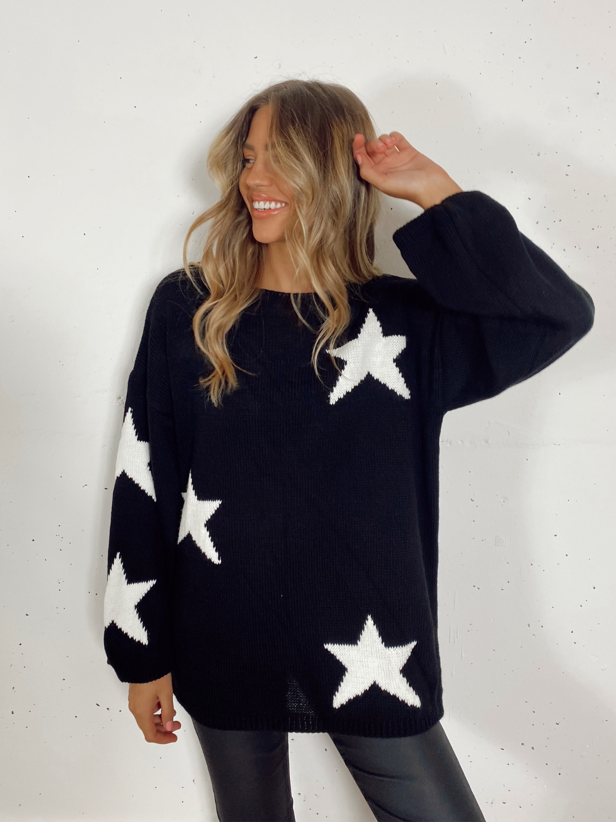 Sofia Star Knit Jumper / Black And White