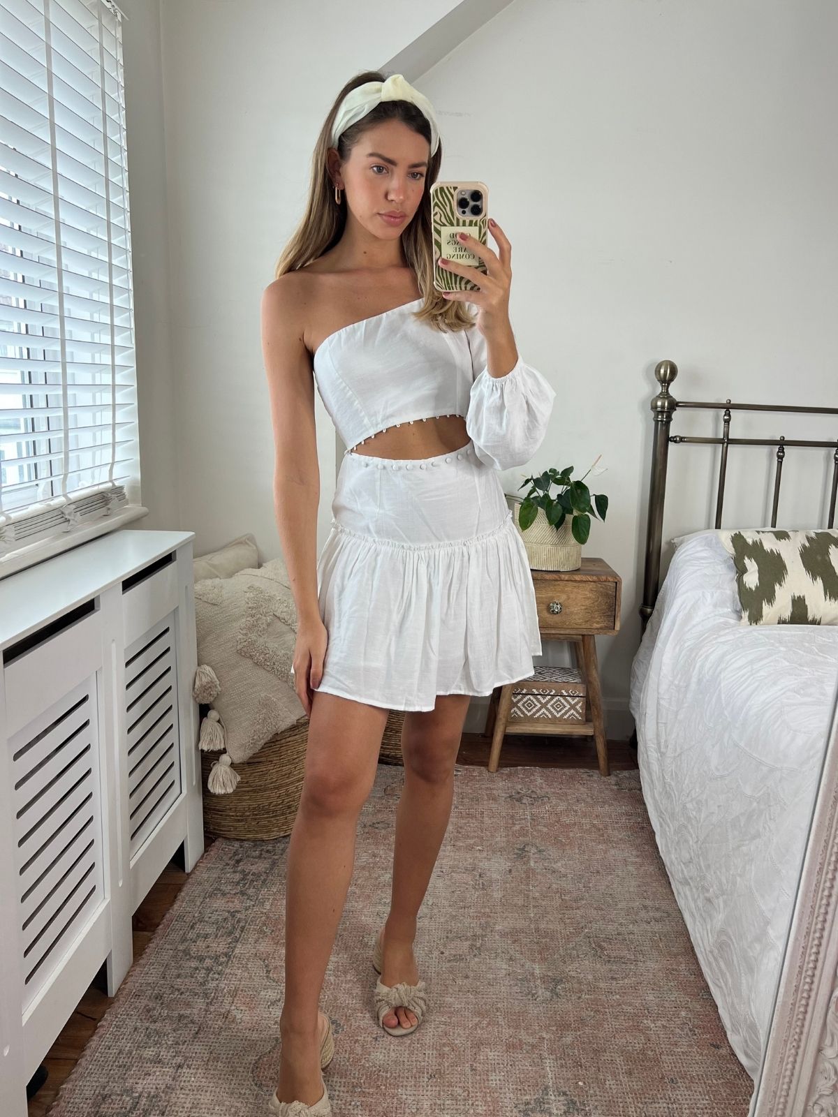 Nia One Shoulder Mini Dress / White