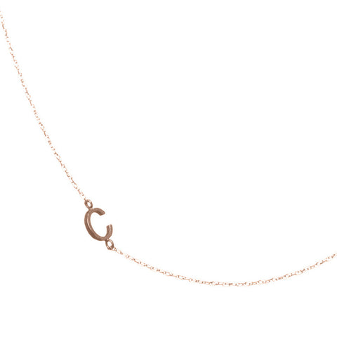 Tiny Sideways Gold Initial Necklace