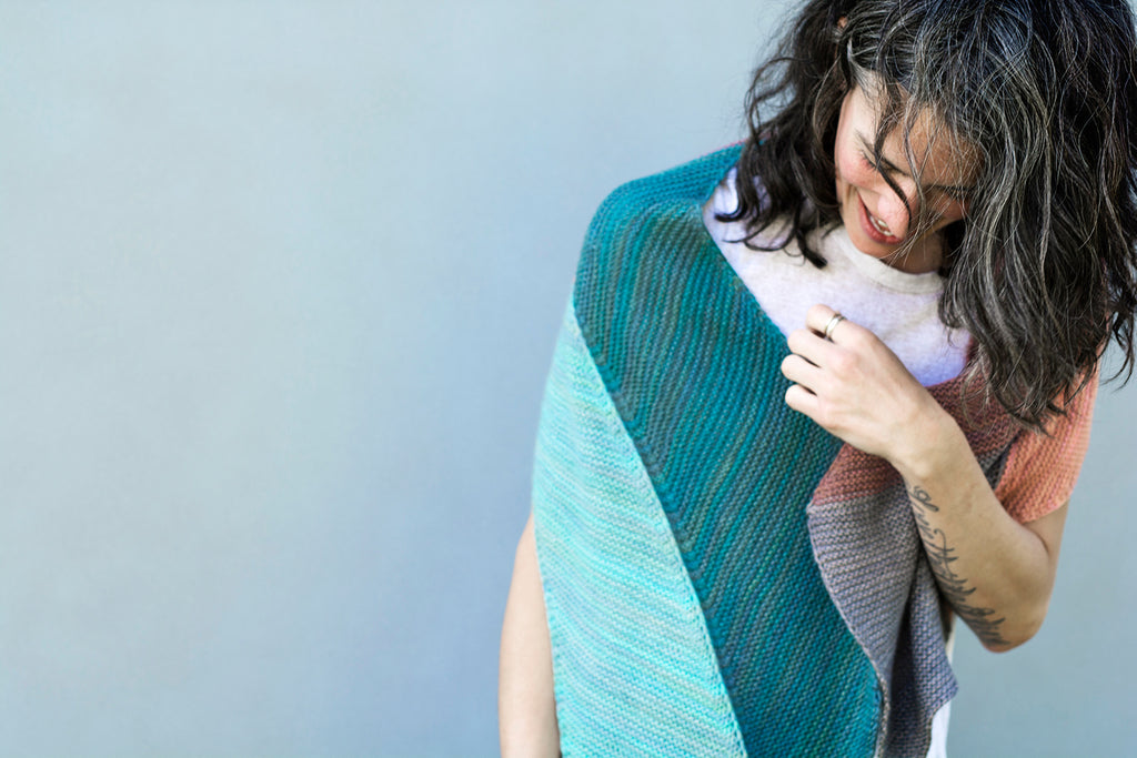 Shadow Prism knitted scarf garter stitch Andrea Rangel Gauge Dye Works
