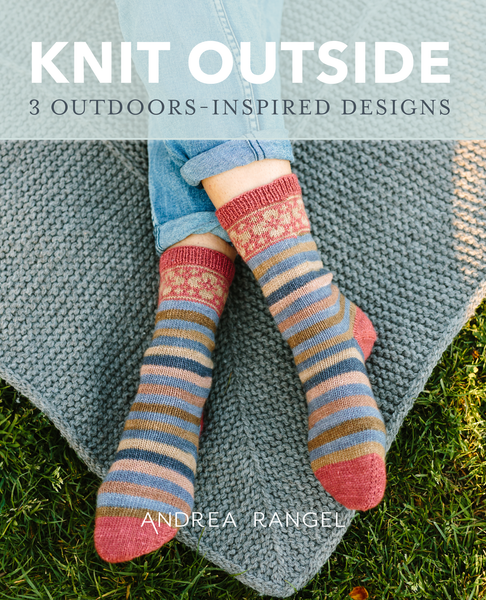 Knit Outside | self striping patterning yarn from Gauge Dye works with shawl and sock patterns from Andrea Rangel
