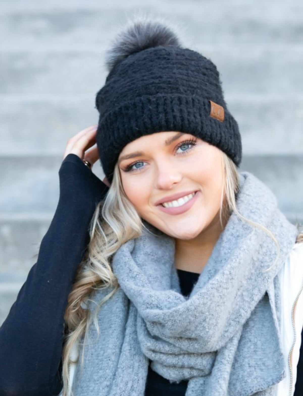 CC Ultra Soft Fur Pom Beanie