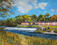 PAinting of the weir at Lucan, Co Dublin