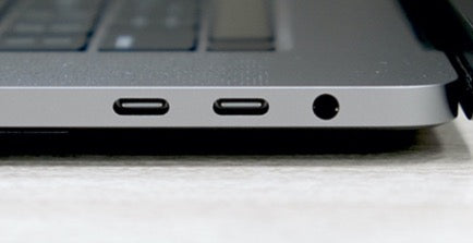USB-C ports on a MacBook Pro