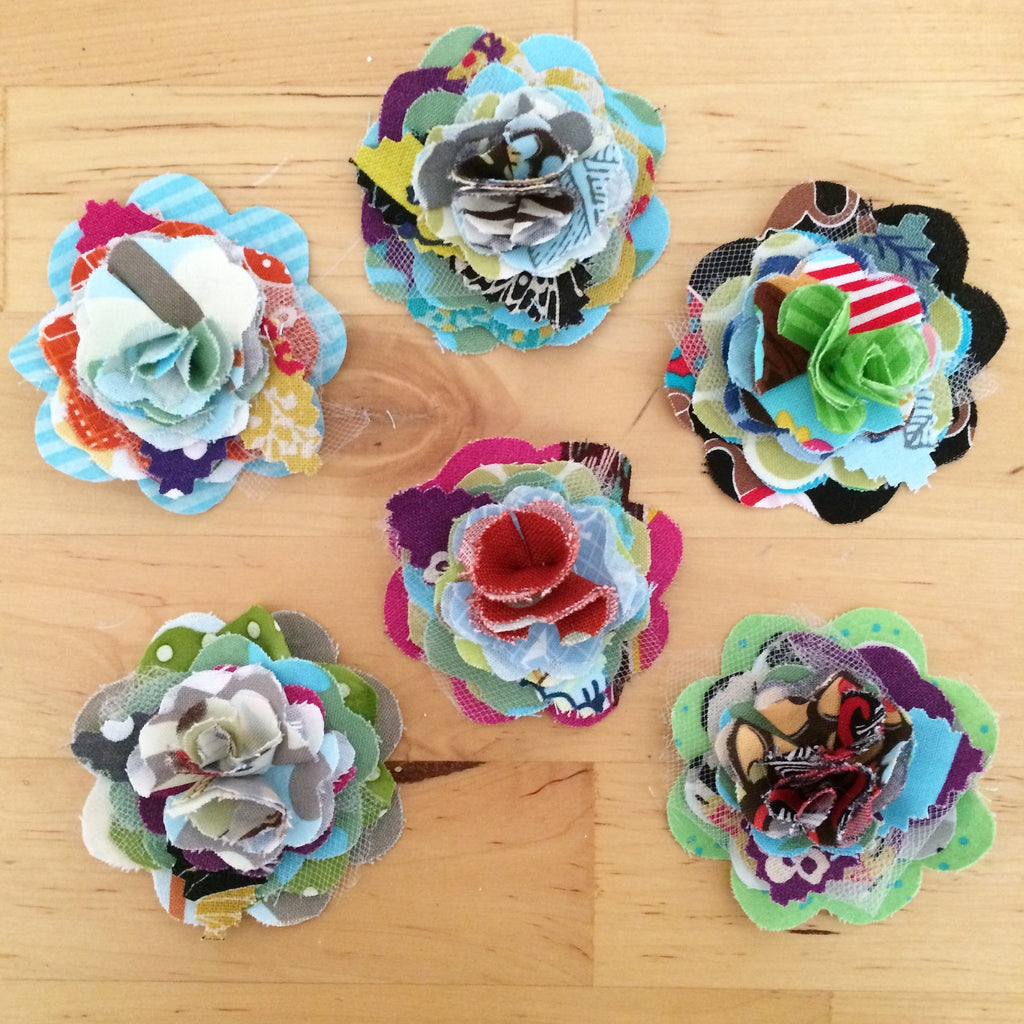 fabric flower hair clips