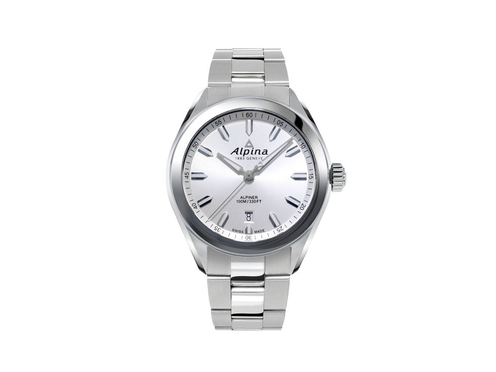 Reloj de Cuarzo Alpina Alpiner, Plata, 42 mm, 10 atm, Día, AL-240SS4E6B