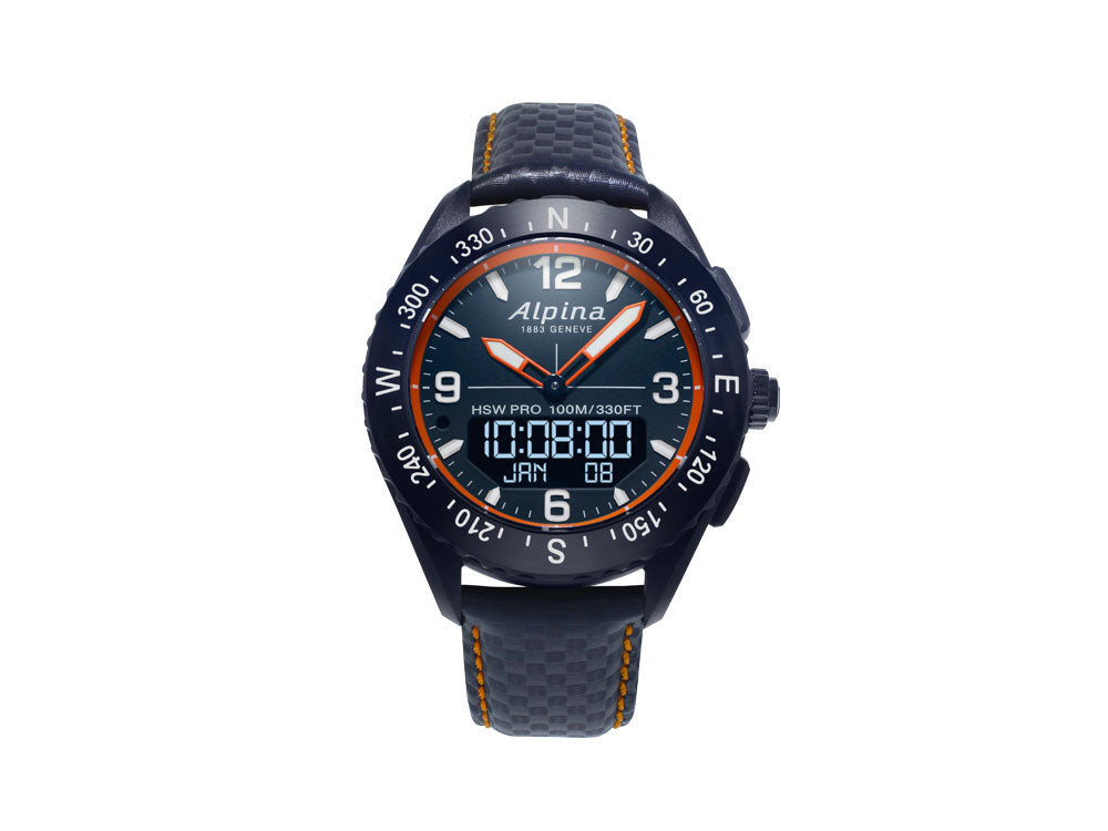 Smartwatch Alpina Alpiner X, 45 mm, GMT, Alarma, Azul, Fecha, AL-283LNO5NAQ6L