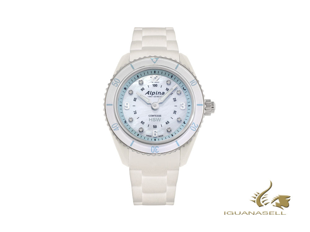 Reloj Alpina Comtesse Ladies Horological Smartwatch, Blanco, 8 Diamantes, 36mm