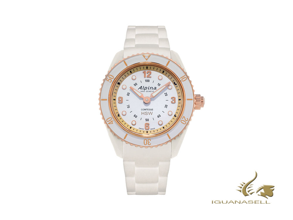 Reloj Alpina Comtesse Ladies Horological Smartwatch, Blanco/Dorado, Fibra vidro