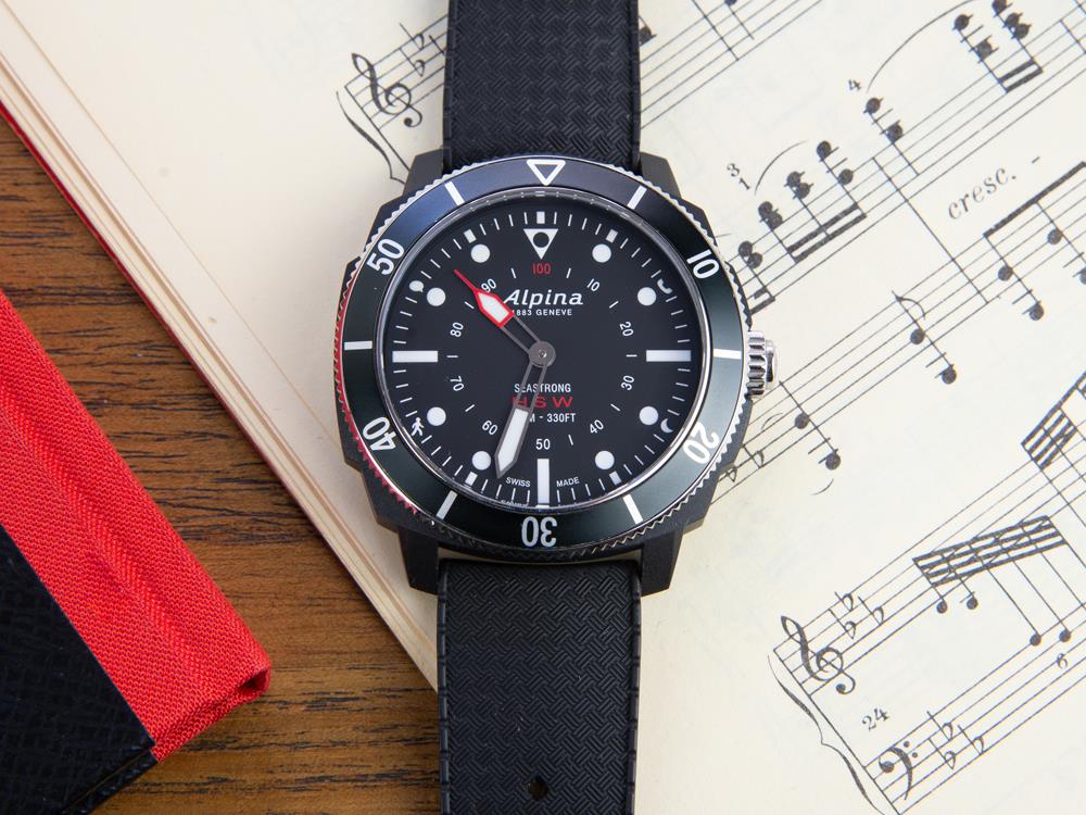 Reloj de cuarzo Alpina Seastrong Horological Smartwatch, Negro, 44mm, 10atm