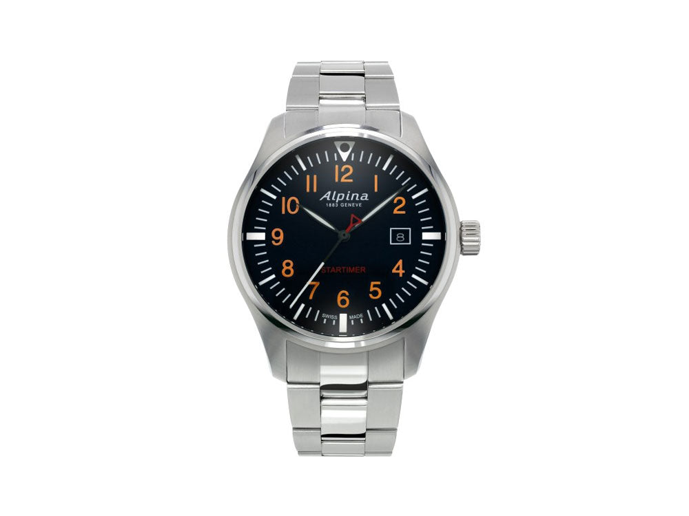 Reloj de Cuarzo Alpina Startimer Pilot, 42mm, Negro, Naranja, Día, AL-240N4S6B