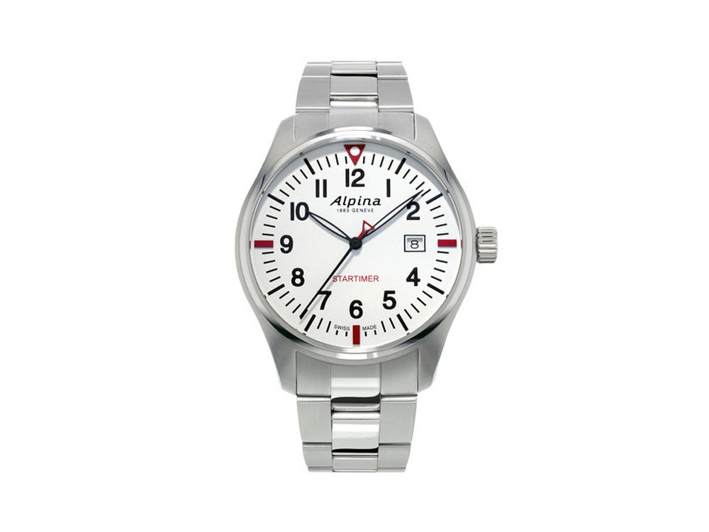 Reloj de Cuarzo Alpina Startimer Pilot, AL-240, 42mm, Blanco/Rojo, Día