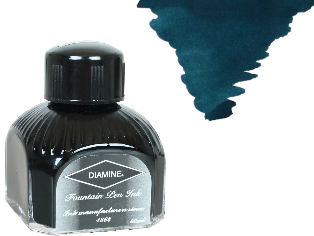 Tintero Diamine, 80ml., Teal, Botella de cristal italiano