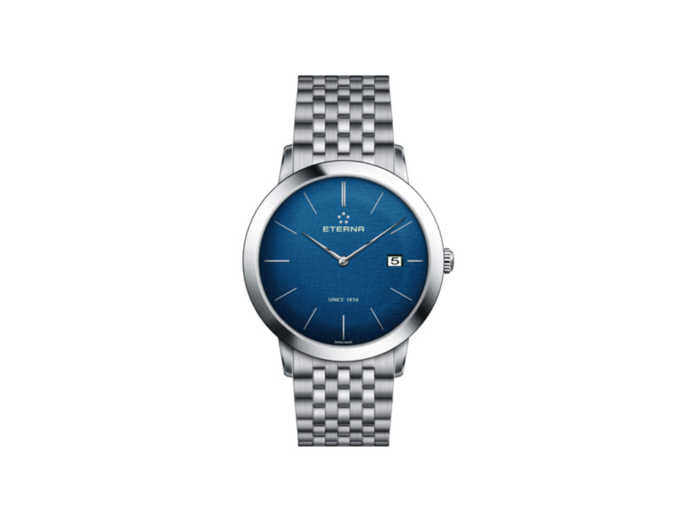 Reloj de cuarzo Eterna Eternity Gent, ETA 955.112, 40mm., Azul, Brazalete acero