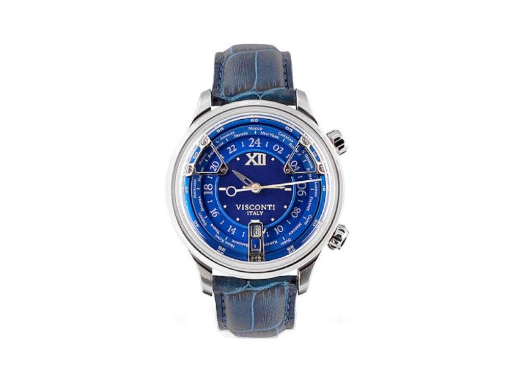 Reloj Automático Visconti Opera GMT, 43.50 mm, Azul, Correa de piel, KW23-13