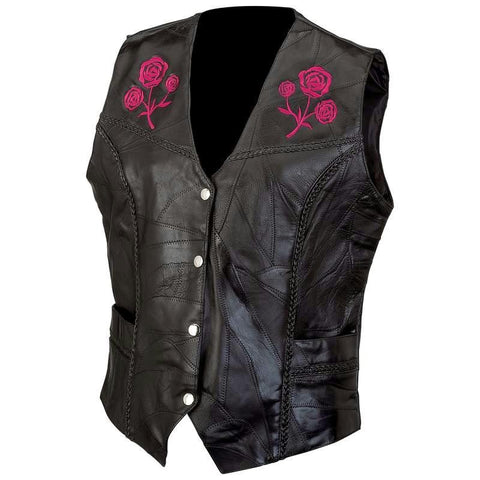 Picture of Live-ride-rock Ladies Rock Design Genuine Buffalo Leather Vest- 3x