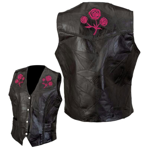 Picture of Live-ride-rock Ladies Rock Design Genuine Buffalo Leather Vest- L