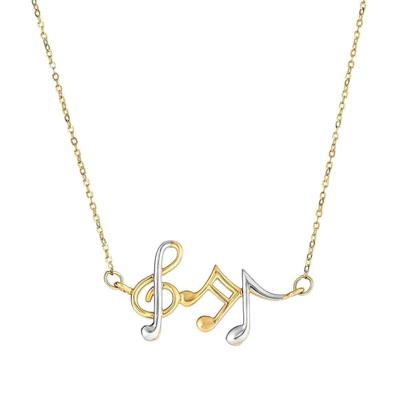 14kt Gold Two Tone Music Note Pendant Necklace