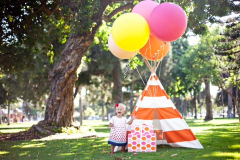 first birthday party teepee giant balloons