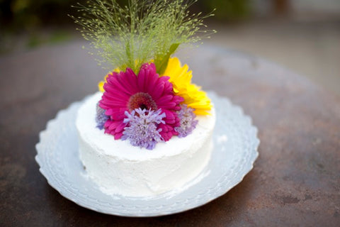vanilla cake with flower topper
