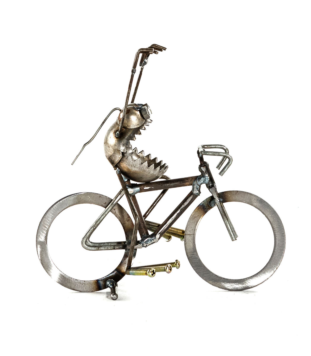Sugarpost Scrap Metal Gnome Be Gone Mini Mountain Bike Wheelie Indoor Outdoor Metal Art Sculpture 