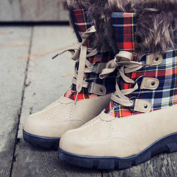 plaid snow boots