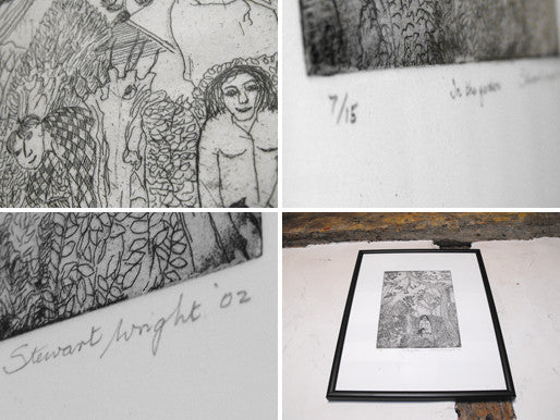 Stewart Thomas Charles Wright (1924-2007): 'In the Garden'; A Black & White Aquatint Print
