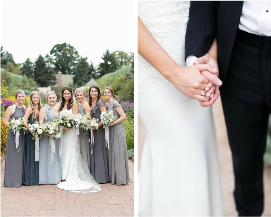 botanic garden wedding with grey bridesmaid dresses