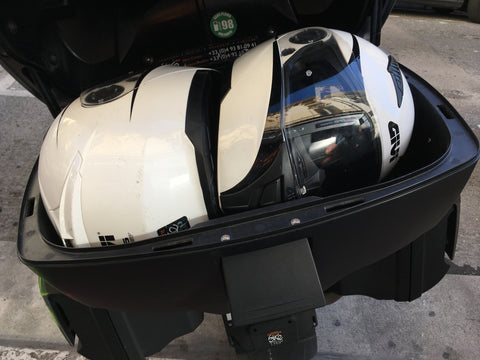 motorcycle rental storage R1200 RT helmets in top case