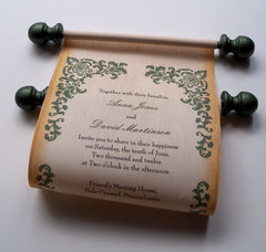 Fabric scroll invitation