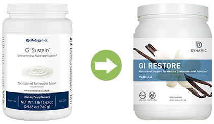 GI Sustain product replacement comparison with GI Restore