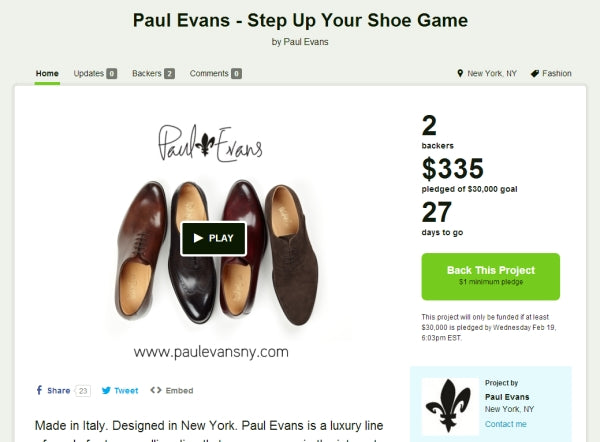 Paul Evans Kickstarter Campaign - Italian Dress Shoes, Shirts and Ties