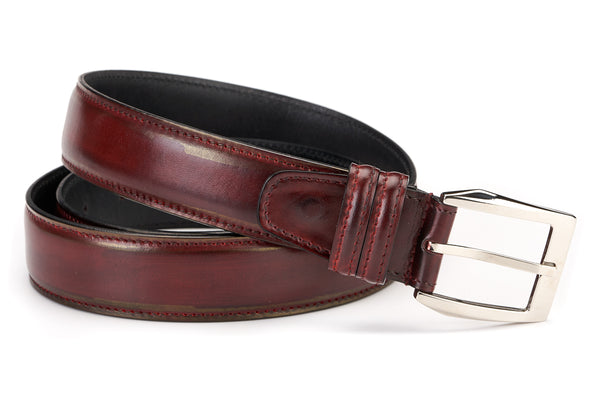 mens oxblood dress belt