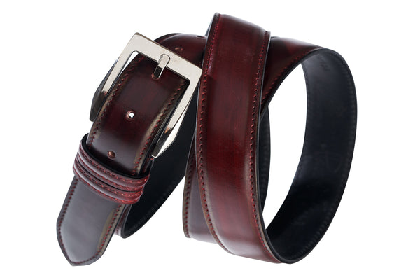 mens oxblood dress belt