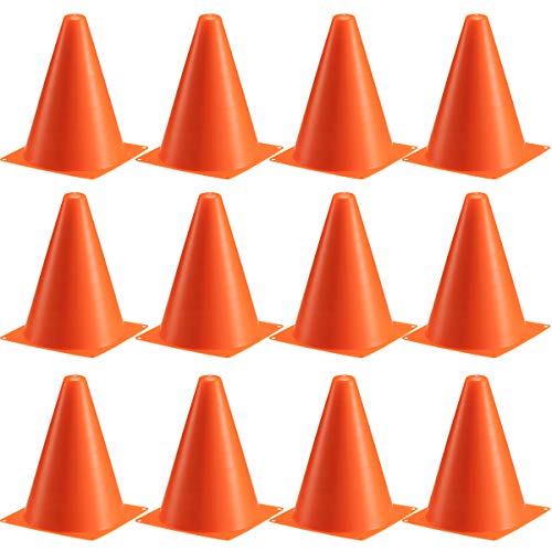 40 Pcs Traffic Cones and Racing Checkered Flags,20-7 Inch Sports Cones and 20 Black and White Flags with Sticks,Racing Car Party Supplies Kids Birthday Party Decorations 