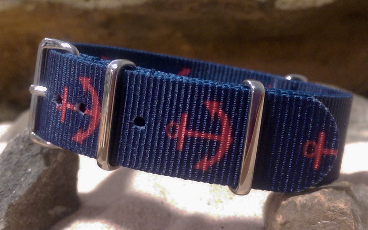 Anchor Ballistic Nylon Watch Strap w/ Polished Hardware 24mm