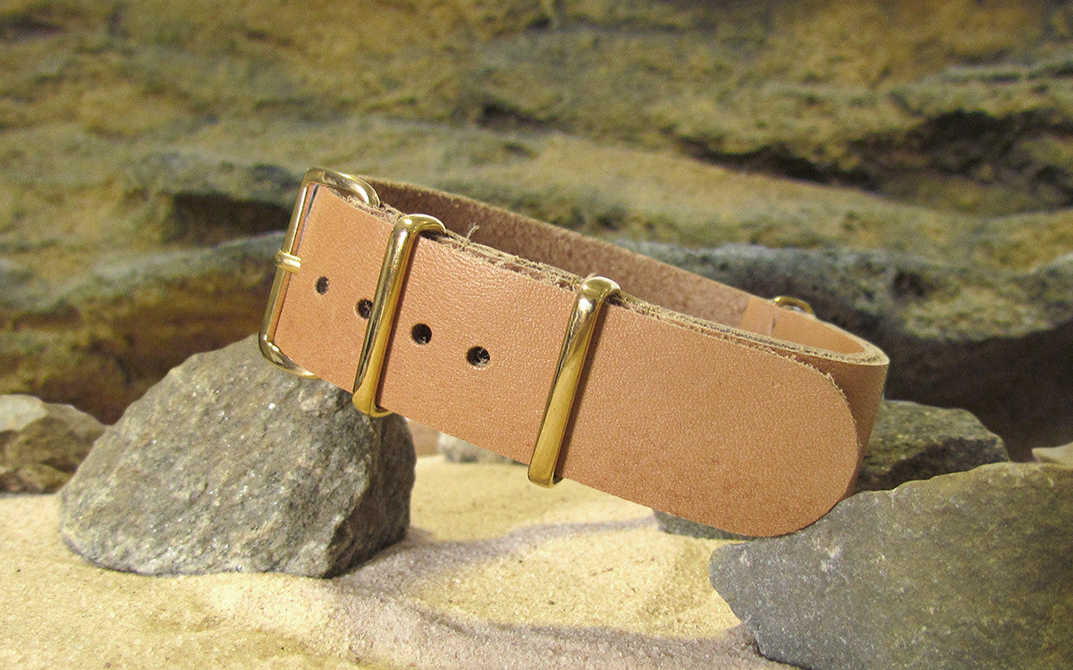 Sandstorm Leather Watch Strap w/ Gold Hardware